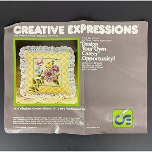 Creative Expressions Gingham Garden Pillow Needlepoint Kit 3822 Vtg 1982
